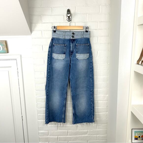 Joie Gabriel Thames Two Toned Patch Pocket Button Fly Jeans Size 25 - Picture 1 of 12